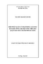 Biện pháp quản lý hoạt động giáo dục kỹ năng sống cho học sinh tiểu học quận hải châu thành phố đà nẵng..