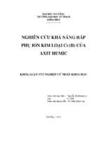 Nghiên cứu khả năng hấp phụ ion kim loại cu(ii) của axit humic.