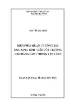 Biện pháp quản lý công tác học sinh, sinh viên của trường cao đẳng giao thông vận tải ii..