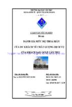 Đề tài đánh giá mức độ thoả mãn của du khách về chất lượng dịch vụ của khách sạn golf cần thơ