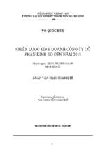 Chiến lược kinh doanh công ty cỏ phần kinh đô đến năm 2015..