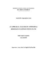 An appraisal analysis of attitudinal resources in opinion texts in cnn