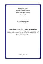Nghiên cứu hoàn thiện quy trình nhân giống in vitro cây hoa phong lữ (pelargonium zonale l.)..