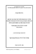 Một số giải pháp chủ yếu nhằm  tăng cường  thu hút vốn đầu tư nước ngoài trong lĩnh vực nông lâm nghiệp tại tỉnh thái nguyên
