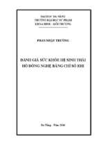 Đánh giá sức khỏe hệ sinh thái hồ đồng nghệ bằng chỉ số ehi.