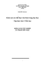 Khảo sát các thể loại văn bản trong dạy học tập làm văn ở tiểu học.