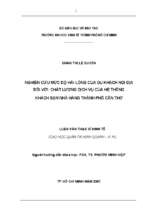 Nghiên cứu mức độ hài lòng của du khách nội địa đối với chất lượng dịch vụ của hệ thống khách sạn nhà hàng thành phố cần thơ