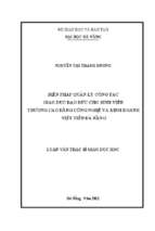 Biện pháp quản lý công tác giáo dục đạo đức cho sinh viên trường cao đẳng công nghệ và kinh doanh việt tiến đà nẵng