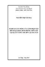 Đánh giá tác động của xâm nhập mặn đến hoạt động nuôi trồng thủy sản tại hạ lưu sông thu bồn   quảng nam.