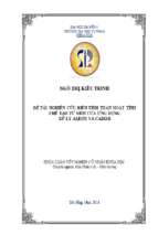 Nghiên cứu biến tính than hoạt tính chế tạo từ mùn cưa ứng dụng xử lý amoni và cadimi trong nước.