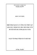 Biện pháp quản lý công tác phổ cập giáo dục mầm non cho trẻ năm tuổi huyện sơn hà tỉnh quảng ngãi.