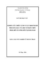 Nghiên cứu chiết tách và xác định thành phần hóa học của một số dịch chiết thân, rễ cây sống đời ở quảng ngãi.