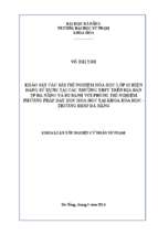 Khảo sát các bài thí nghiệm hóa học lớp 12 hiện đang sử dụng tại các trường thpt trên địa bàn thành phố đà nẵng và so sánh với phòng thí nghiệm phương pháp dạy học tại khoa hóa học   trường đhsp đà nẵng