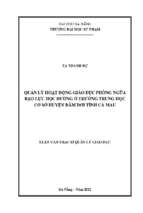 Quản lý hoạt động giáo dục phòng ngừa bạo lực học đường ở trường trung học cơ sở huyện đầm dơi tỉnh cà mau._1