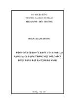 Đánh giá rủi ro sức khỏe của kim loại nặng (as, cd và pb) trong một số loài cá được đánh bắt tại vịnh đà nẵng.