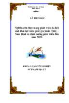 Nghiên cứu thực trạng phát triển du lịch sinh thái tại vườn quốc gia xuân thủy – nam định và định hướng phát triển đến năm 2020.