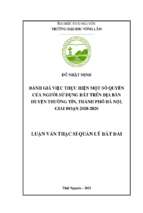 Đánh giá việc thực hiện một số quyền của người sử dụng đất trên địa bàn huyện thường tín, thành phố hà nội, giai đoạn 2018 2020