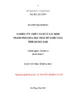 Nghiên cứu chiết tách và xác định thành phần hóa học thân rễ nghệ vàng tỉnh quảng nam.