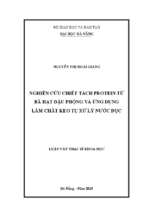 Nghiên cứu chiết tách protein từ bã đậu phộng và ứng dụng làm chất keo tụ xử lý nước đục..