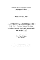 A contrastive analysis of syntactic and semantic features in english and vietnamese proverbs containing the word “eat”