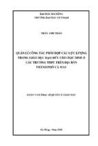 Quản lí công tác phối hợp các lực lượng trong giáo dục đạo đức cho học sinh ở các trường thpt trên địa bàn thành phố cà mau._1