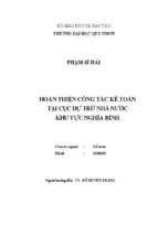 Hoàn thiện công tác kế toán tại cục dự trữ nhà nước khu vực nghĩa bình