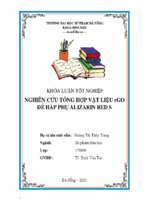 Nghiên cứu tổng hợp vật liệu rgo để hấp phụ alizarin red s