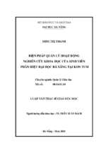 Biện pháp quản lý hoạt động nghiên cứu khoa học của sinh viên phân hiệu đại học đà nẵng tại kon tum..