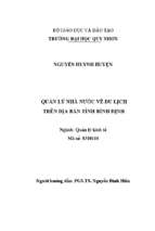 Quản lý nhà nước về du lịch trên địa bàn tỉnh bình định