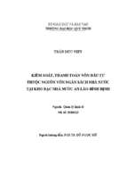 Kiểm soát, thanh toán vốn đầu tư thuộc nguồn vốn ngân sách nhà nước tại kho bạc nhà nước an lão bình định