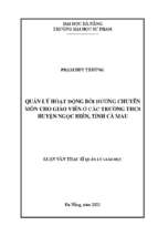 Quản lý hoạt động bồi dưỡng chuyên môn cho giáo viên ở các trường thcs huyện ngọc hiển, tỉnh cà mau._1