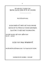 Hoàn thiện tổ chức kế toán chi phí sản xuất và tính giá thành sản phẩm tại công ty dệt may thành công
