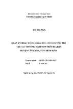 Quản lý hoạt động chăm sóc, nuôi dưỡng trẻ tại các trường mầm non trên địa bàn huyện vân canh, tỉnh bình định