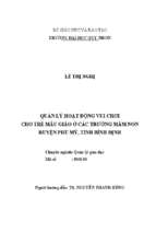 Quản lý hoạt động vui chơi cho trẻ mẫu giáo ở các trường mầm non huyện phù mỹ, tỉnh bình định