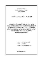 Nghiên cứu chiết tách, xác định thành phần hóa học và phân lập phân đoạn n hexane của thân cây đại tướng quân hoa trắng (crinum asiaticum l.) được thu hái tại địa bàn đà nẵng.