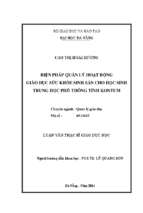 Biện pháp quản lý hoạt động giáo dục sức khỏe sinh sản cho học sinh trung học phổ thông tỉnh kontum..