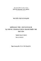 Kiểm soát thu, chi ngân sách tại trung tâm hoạt động thanh thiếu nhi phú yên