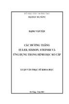 Các đường thẳng euler, simson, steiner và ứng dụng trong hình học sơ cấp..