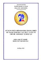Sử dụng phần mềm moodle trong thiết kế trang web học tập trực tuyến về chủ đề sinh học vi sinh vật