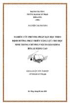 Nghiên cứu phương pháp dạy học theo định hướng phát triển năng lực cho học sinh trong chương 5 sách giáo khoa hóa 12 nâng cao.