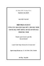 Biện pháp quản lý công tác giáo dục đạo đức cho học sinh thpt huyện duyên hải tỉnh trà vinh.