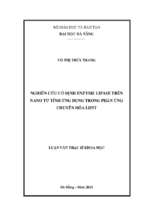 Nghiên cứu cố định enzyme lipase trên nano từ tính ứng dụng trong phản ứng chuyển hoá lipit.