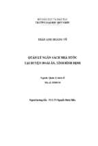 Quản lý ngân sách nhà nước tại huyện hoài ân, tỉnh bình định