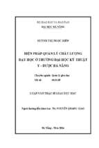 Biện pháp quản lý chất lượng dạy học ở trường đại học kỹ thuật y   dược đà nẵng..