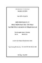 Biện pháp quản lý hoạt động dạy học âm nhạc tại trường cao đẳng sư phạm gia lai.