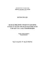 Quản lý nhà nước về đầu tư xây dựng cơ bản từ nguồn vốn ngân sách nhà nước ở huyện vân canh, tỉnh bình định