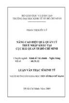 Nâng cao hiệu quả quản lý thuế nhập khẩu tại cục hải quan tp. hồ chí minh