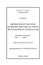 Biện pháp quản lý chất lượng dạy học môn tiếng anh ở các trường trung học cơ sở huyện bình sơn, tỉnh quảng ngãi.