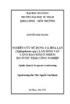 Nghiên cứu sử dụng cá hòa lan (xiphophorus spp.) làm sinh vật cảnh báo sớm ô nhiễm do nước thải công nghiệp.