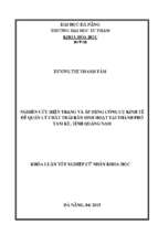 Nghiên cứu hiện trạng và áp dụng công cụ kinh tế để quản lý chất thải rắn sinh hoạt tại thành phố tam kỳ, tỉnh quảng nam.